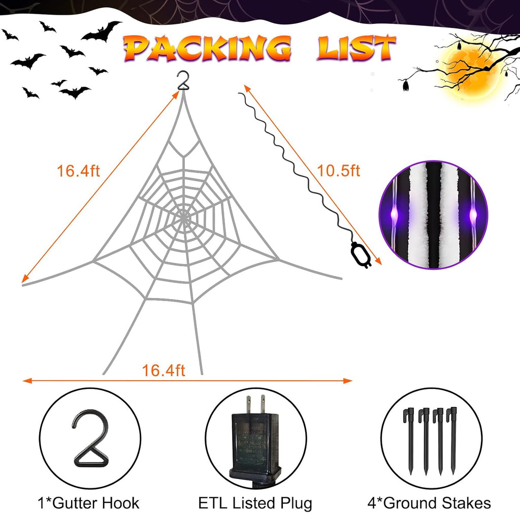 Giant Spider Webs Halloween Decoration Outdoor,Halloween Spider Web for Scary Halloween Yard Decorations