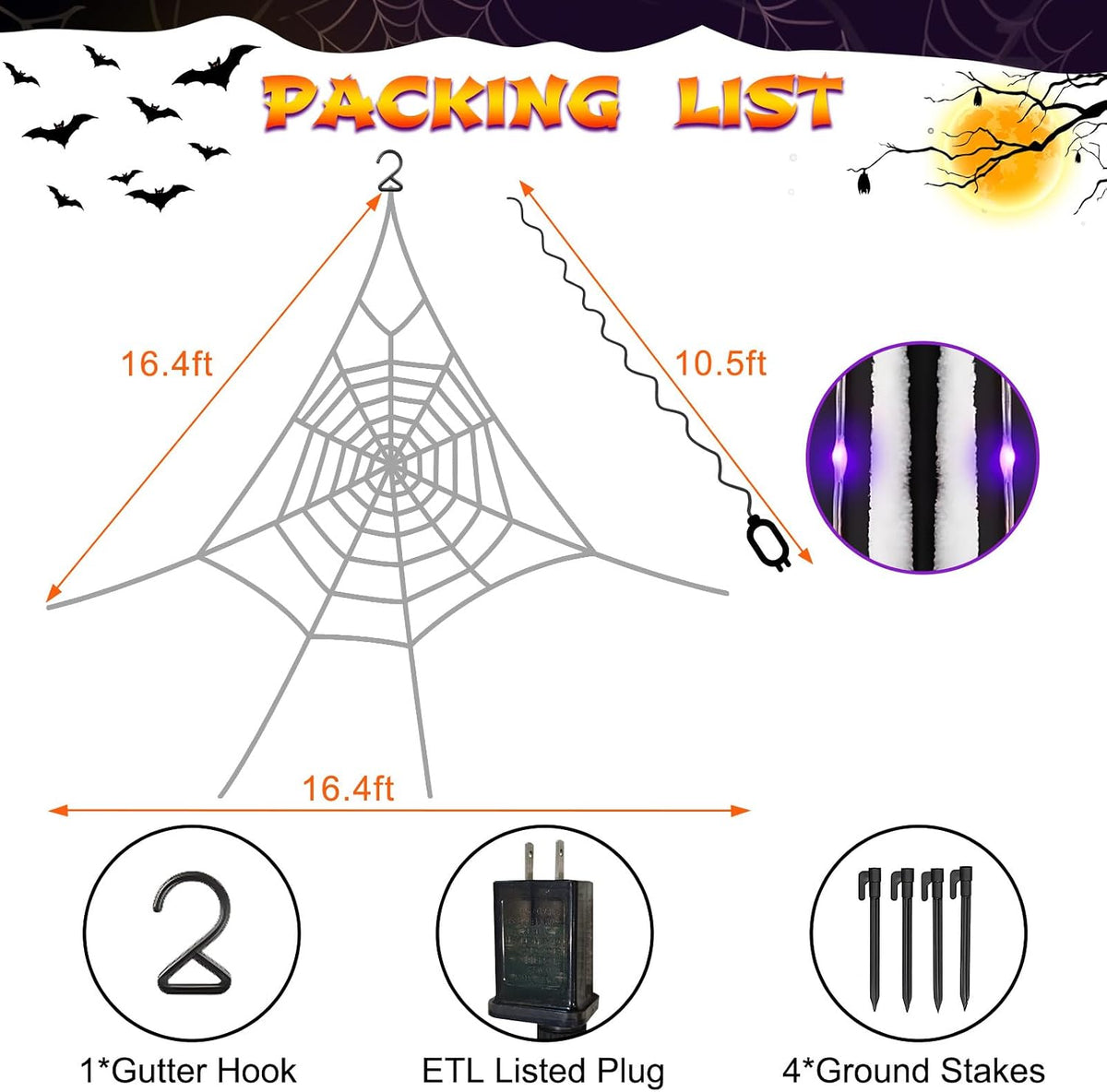 Giant Spider Webs Halloween Decoration Outdoor,Halloween Spider Web for Scary Halloween Yard Decorations