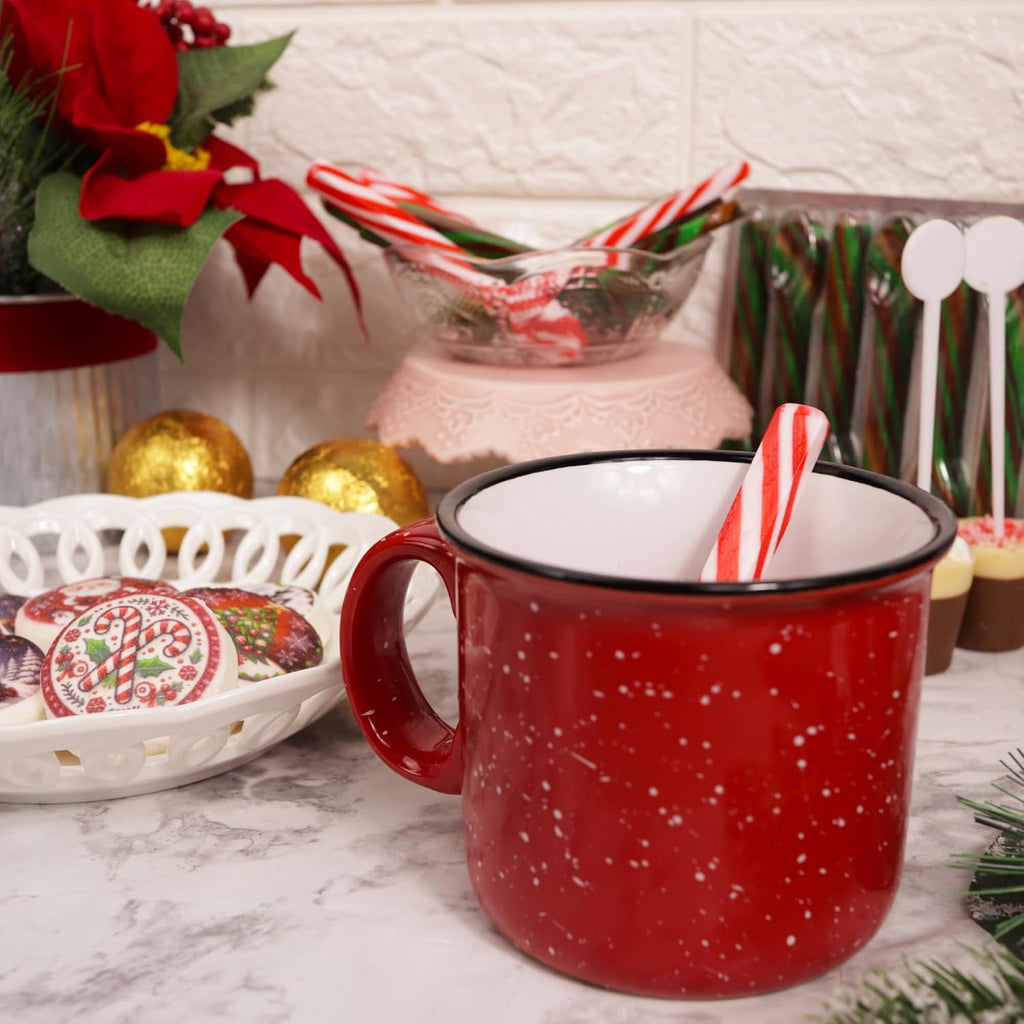 Christmas Candy Spoons, Mint Chocolate and Classic Peppermint Flavored Stirring Sticks, Hot Cocoa Bar Essentials, 24 Total Pieces (Set of 2)