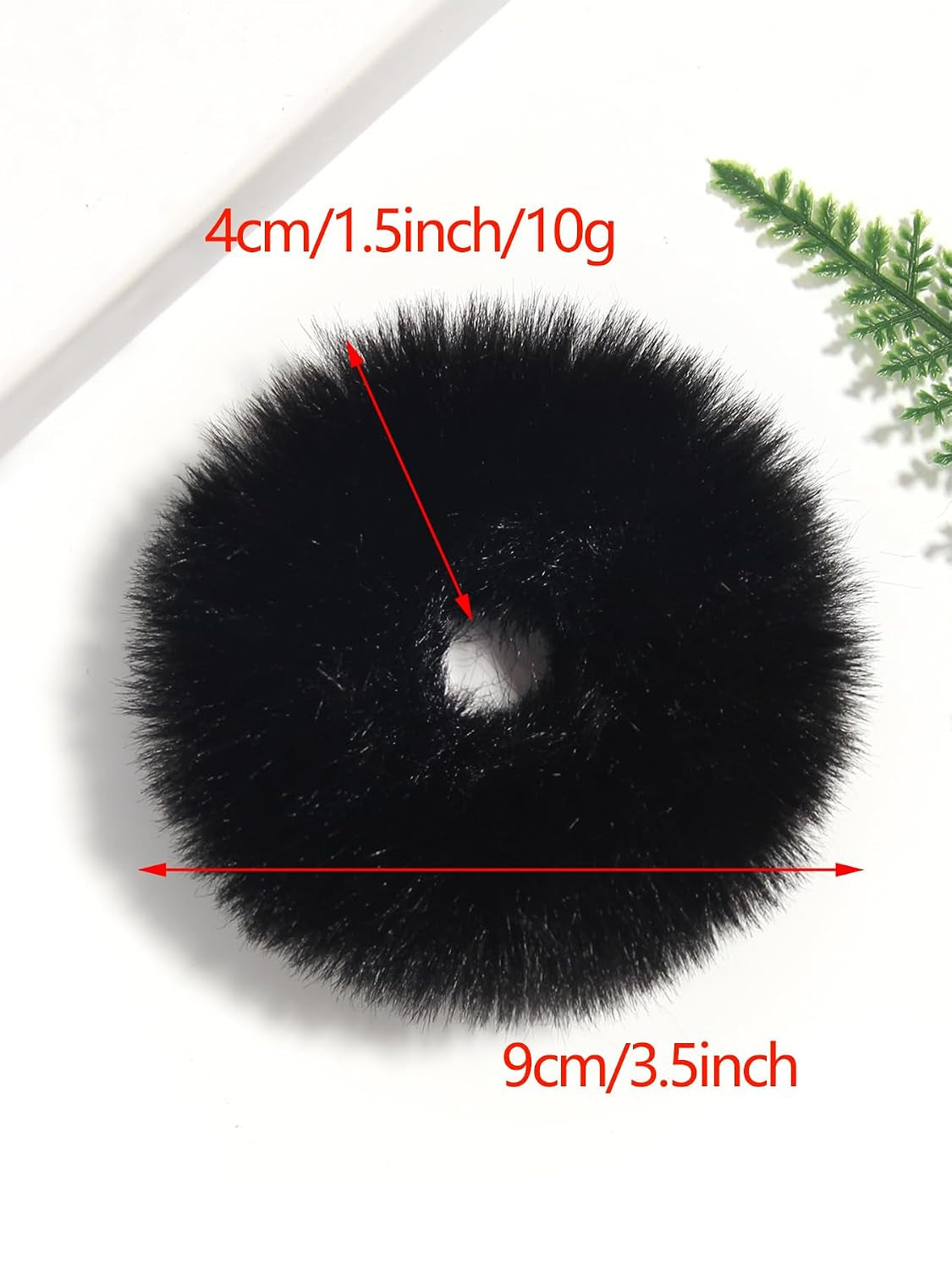 2Pcs Pack Furry Faux Rabbit Fur Hair Scrunchies Artificial Fur Hair Bobbles Elastic Hair Band Rope Wristband Ponytail Accessories Black