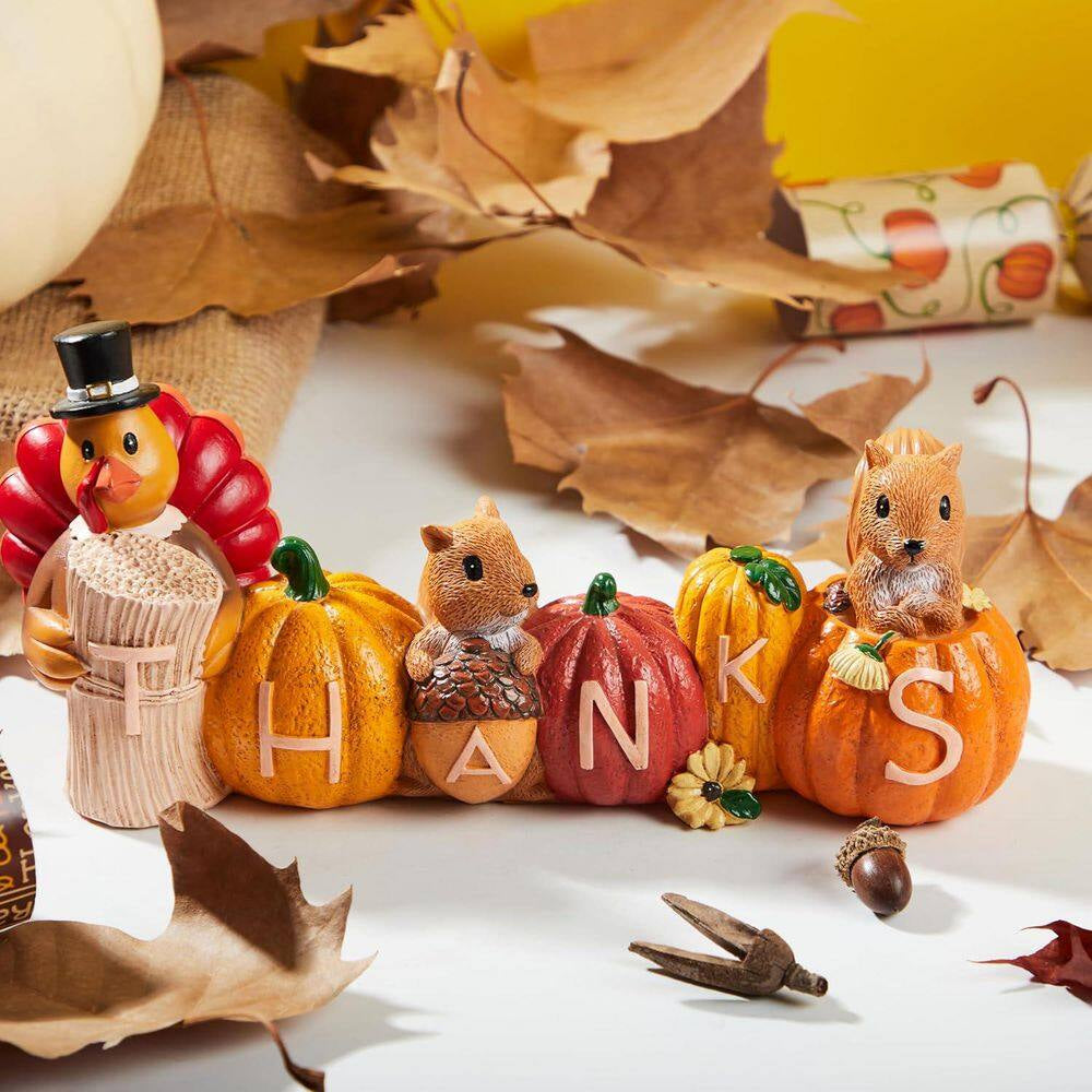 Thanksgiving Pumpkin Turkey Figurine Tabletop
