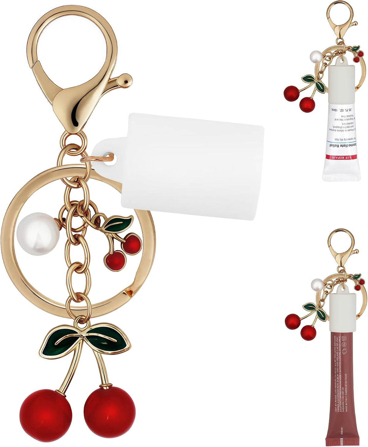 Lip Gloss and Hand Cream Keychain Cap Holder, Fits Chapstick and Fits Summer Fridays Lip Balm, Cute Portable Accessory