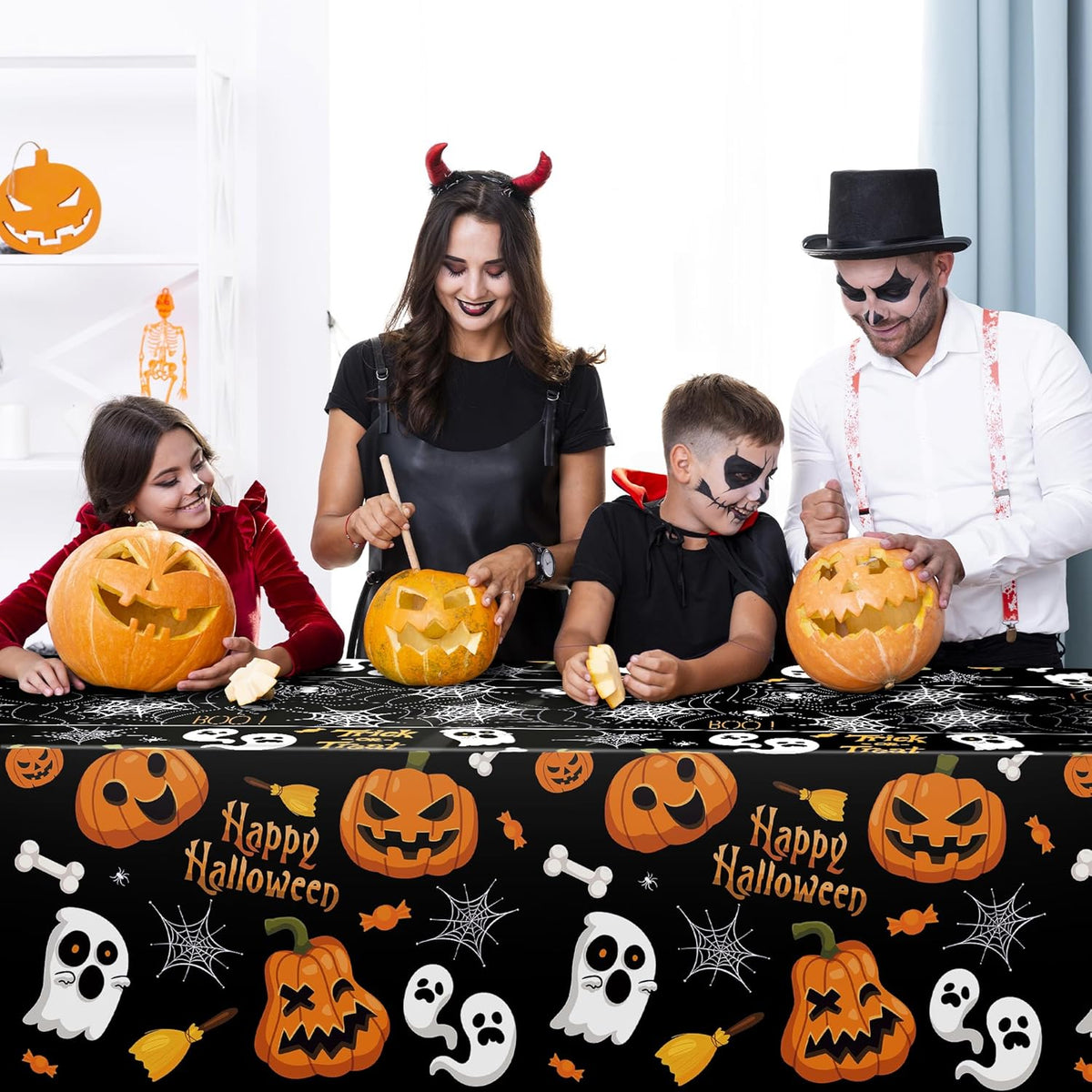 Halloween Decorations - Disposable Plastic Halloween Tablecloth | Halloween Party Decorations Favors Supplies for Table Decor Indoor Outdoor Backdrop Banner,2 Pack