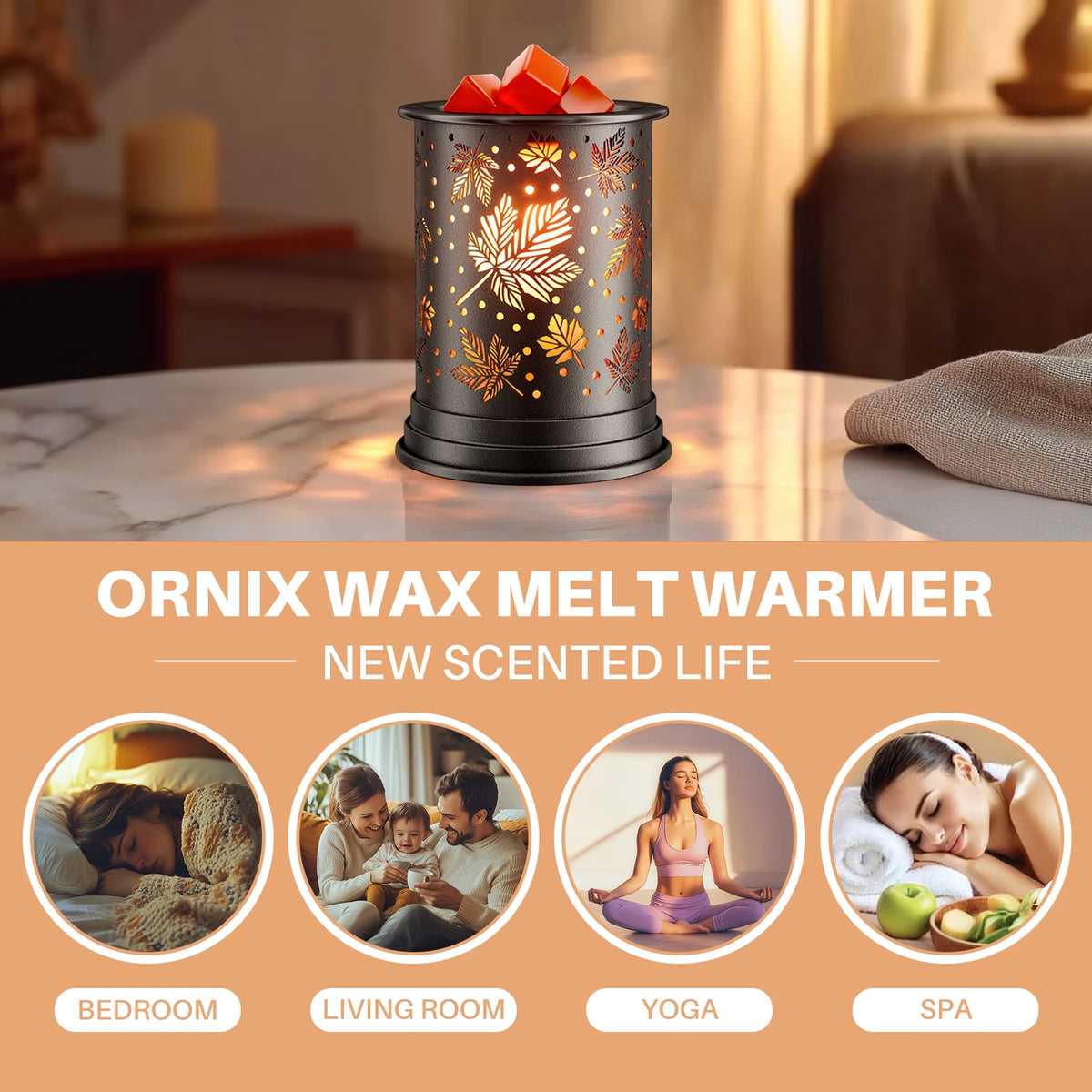 Electric Wax Melt Warmer,  Metal Wax Warmer, Scented Candle Wax Burner for Gift