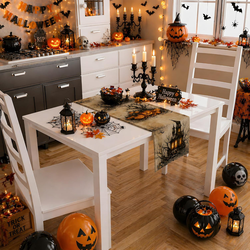 Halloween Party Decorations - Pumpkin Castle Table Runner