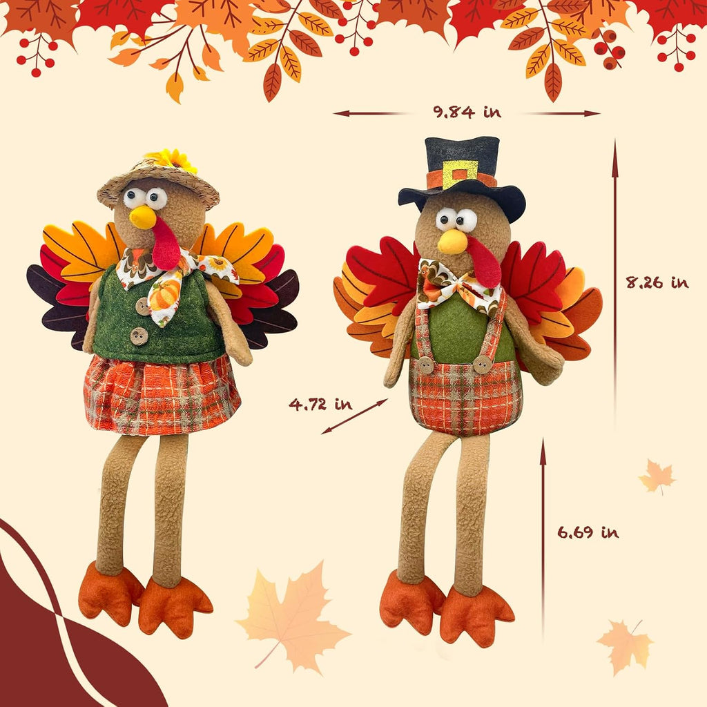Stuffed Turkey Thanksgiving Table Decor Turkey Couple Doll Thanksgiving Decorations Outdoor Handmade Tabletop Fall Decor Kit for Home