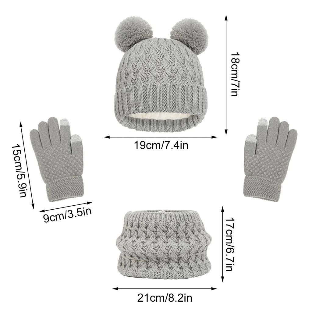 Toddler Hats Kids Winter Beanie Hat Warm Knit Thick Ski Cap with Pompom and Scarf Gloves Set for Girls Boys
