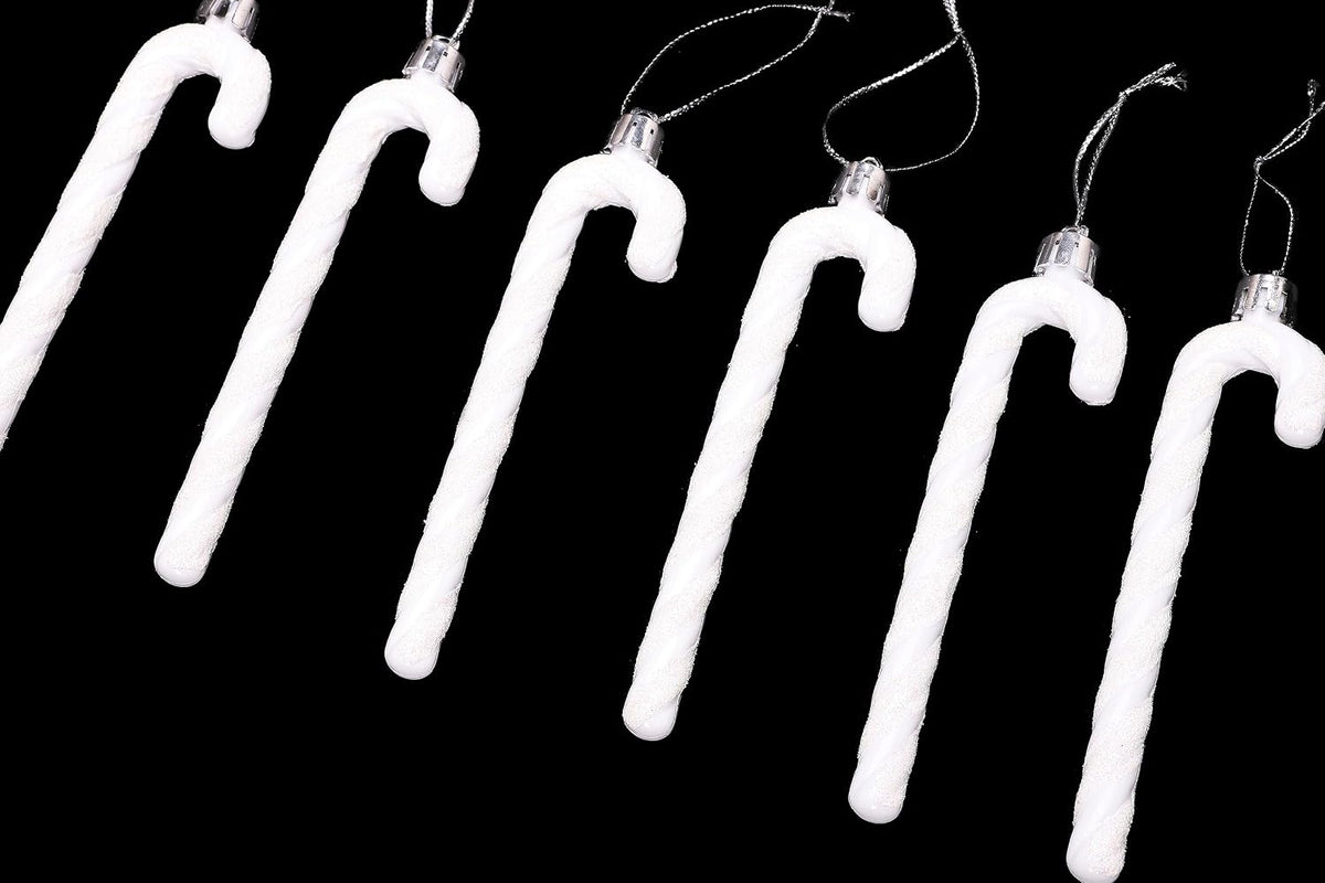 Glitter Candy Cane Ornaments, White, Pack of 6 – view 4