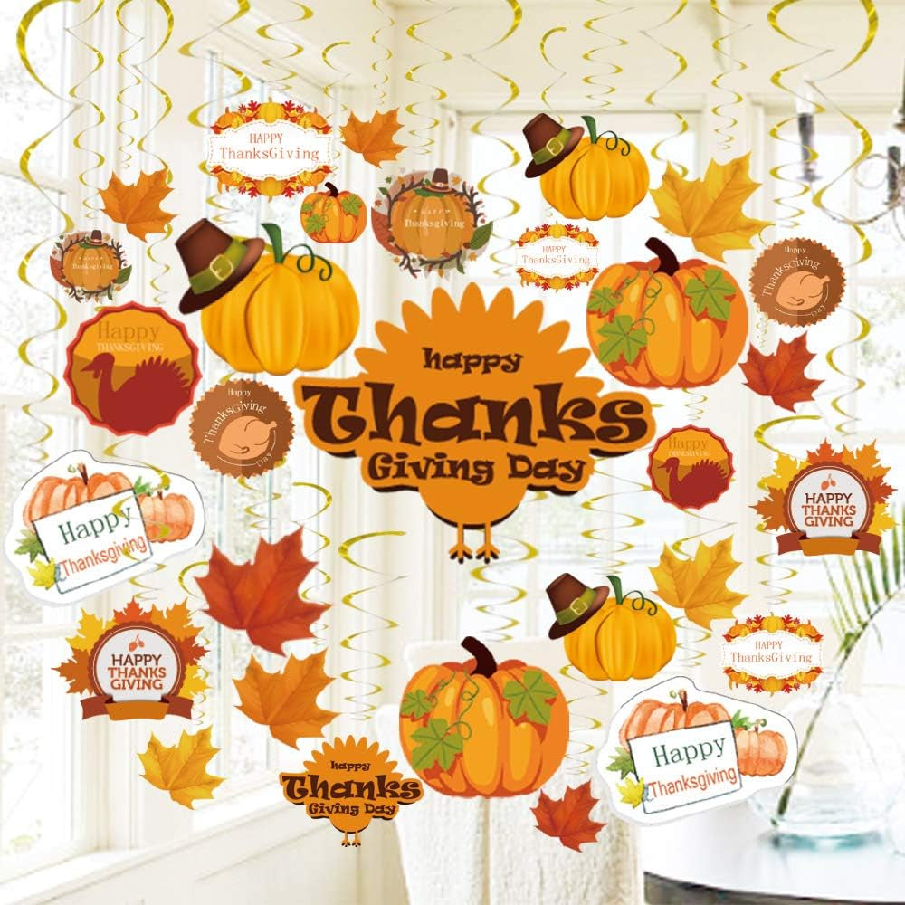 30 Pcs Thanksgiving Hanging Swirls for Thanksgiving Party Supplies Decorations