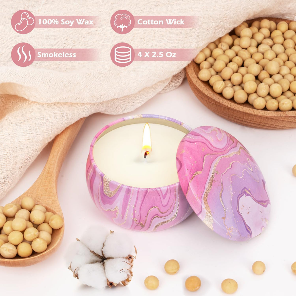 Candles Gift Set for Women, Aromatherapy Candles for Home Scented 4 Pack, 80 Hours Long Lasting, Womens Gifts for Christmas, Birthday, Valentines Day