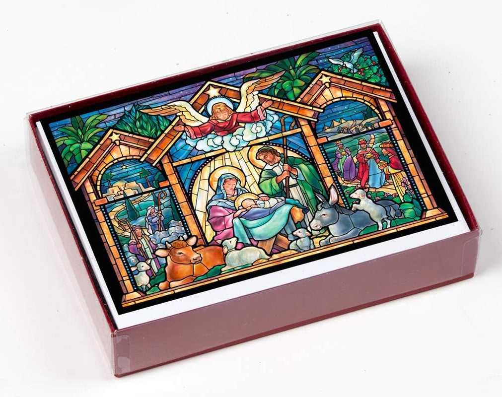 Stained Glass Nativity Christmas Cards, Box of 15 – view 3