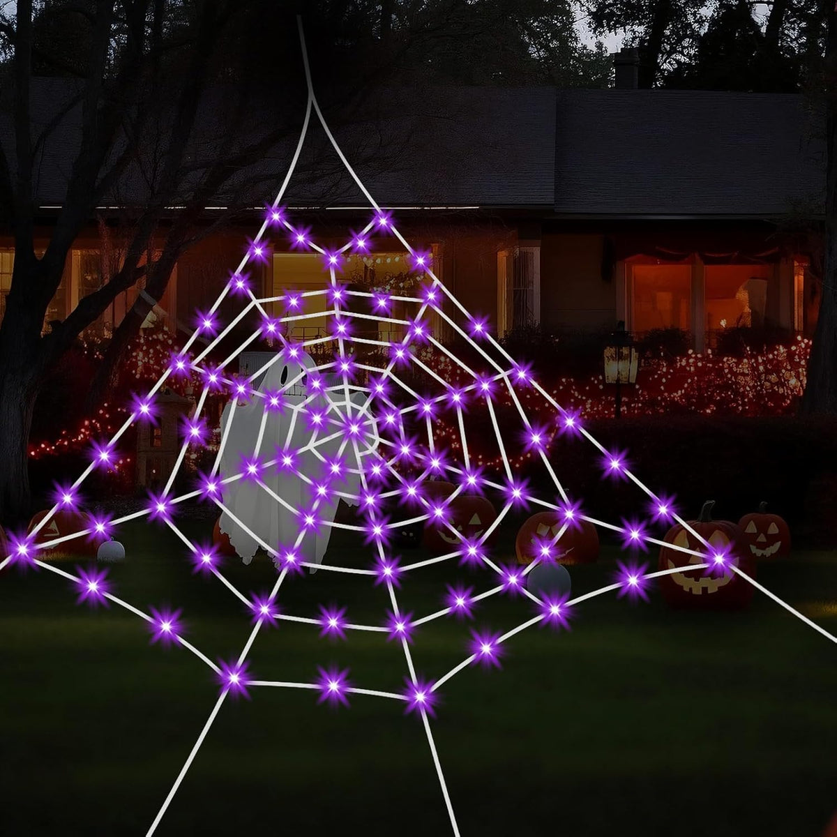 Giant Spider Webs Halloween Decoration Outdoor,Halloween Spider Web for Scary Halloween Yard Decorations