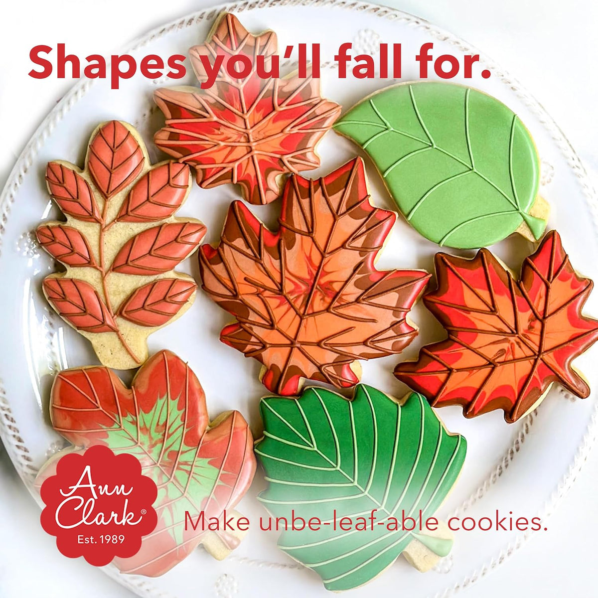 Ann Clark Maple Leaves Cookie Cutter Set of 3, Made in USA