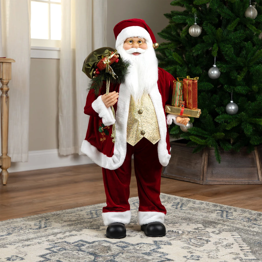 Holly Berry Santa Figure with Presents, 36"