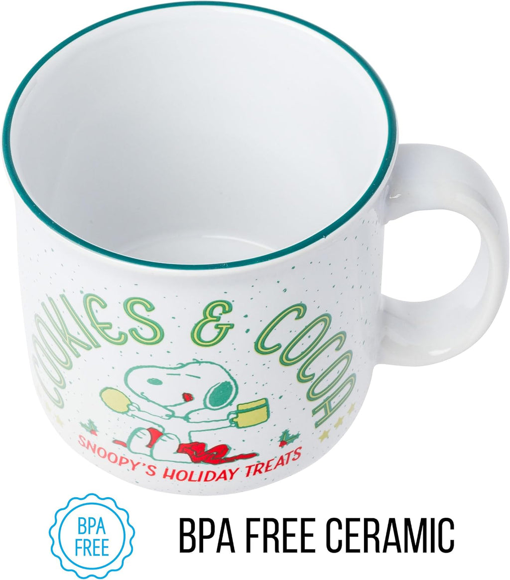 Peanuts Christmas Snoopy Cookies, Ceramic Camper Mug, 20Oz