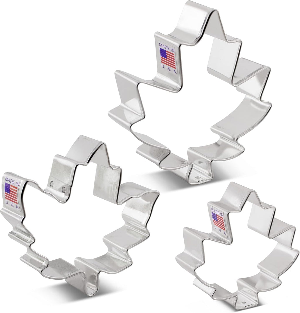 Ann Clark Maple Leaves Cookie Cutter Set of 3, Made in USA