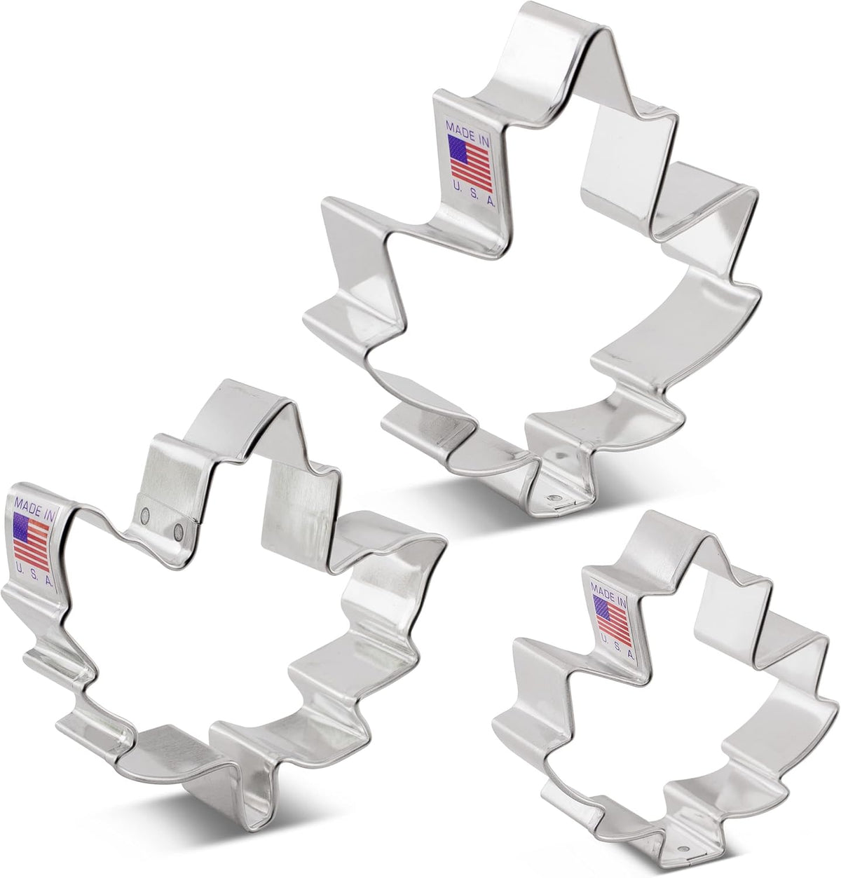 Ann Clark Maple Leaves Cookie Cutter Set of 3, Made in USA