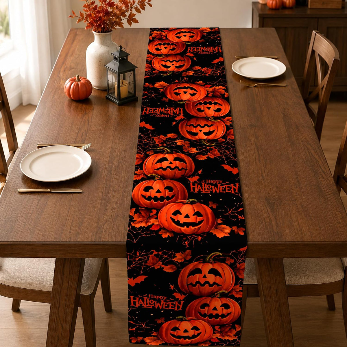 Halloween Party Decorations - Happy Halloween Pumpkin Table Runner