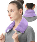 Neck Heating Pad Microwavable with Machine Washable Cover Weighted Microwave Heating Pad Neck Wrap for Shoulder Back Pain Relief, Warm Rice Bag Pack for Cramps Hot Cold Therapy 1.5Lbs Lavender Scented