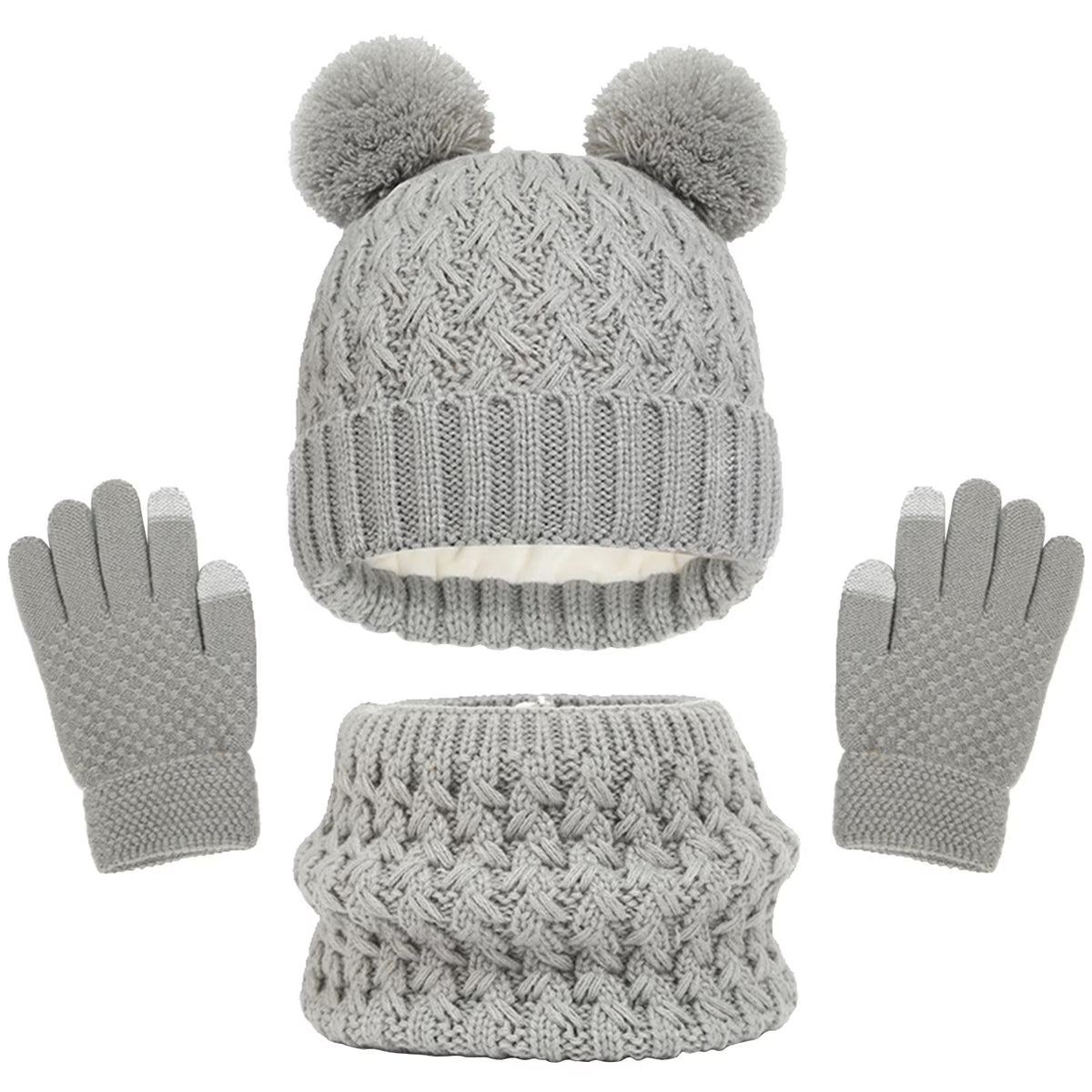 Toddler Hats Kids Winter Beanie Hat Warm Knit Thick Ski Cap with Pompom and Scarf Gloves Set for Girls Boys