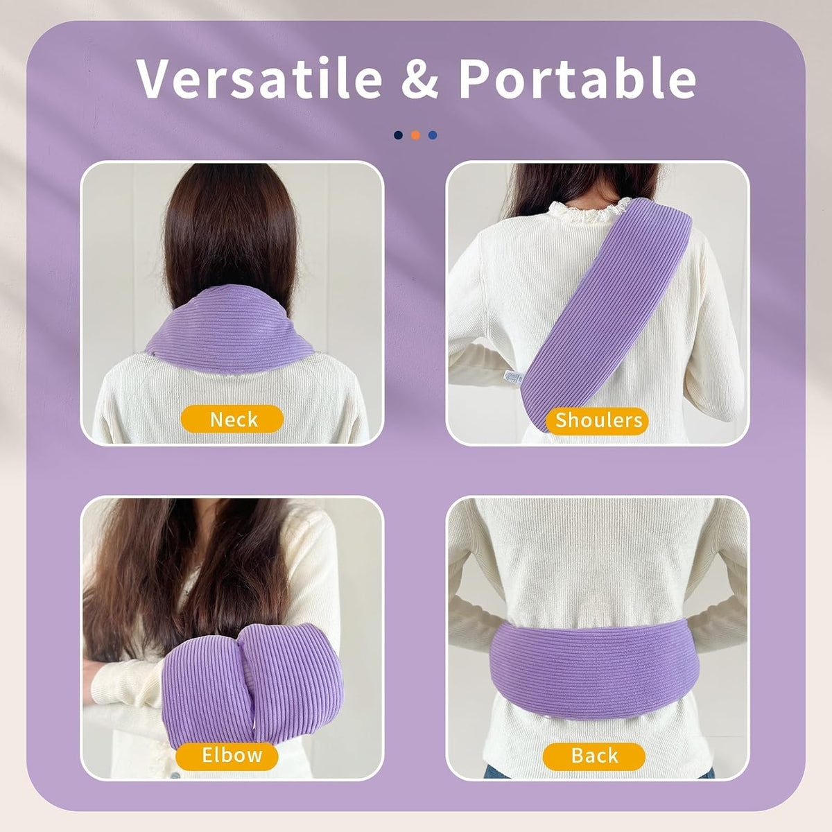 Neck Heating Pad Microwavable with Machine Washable Cover Weighted Microwave Heating Pad Neck Wrap for Shoulder Back Pain Relief, Warm Rice Bag Pack for Cramps Hot Cold Therapy 1.5Lbs Lavender Scented