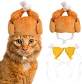 Thanksgiving Cat Costume 2 Pack - Pet Turkey Hat Thanksgiving Apparel for Cats and Small Dogs