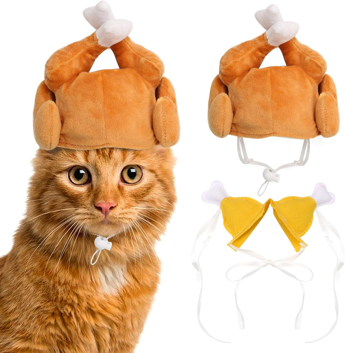 Thanksgiving Cat Costume 2 Pack - Pet Turkey Hat Thanksgiving Apparel for Cats and Small Dogs