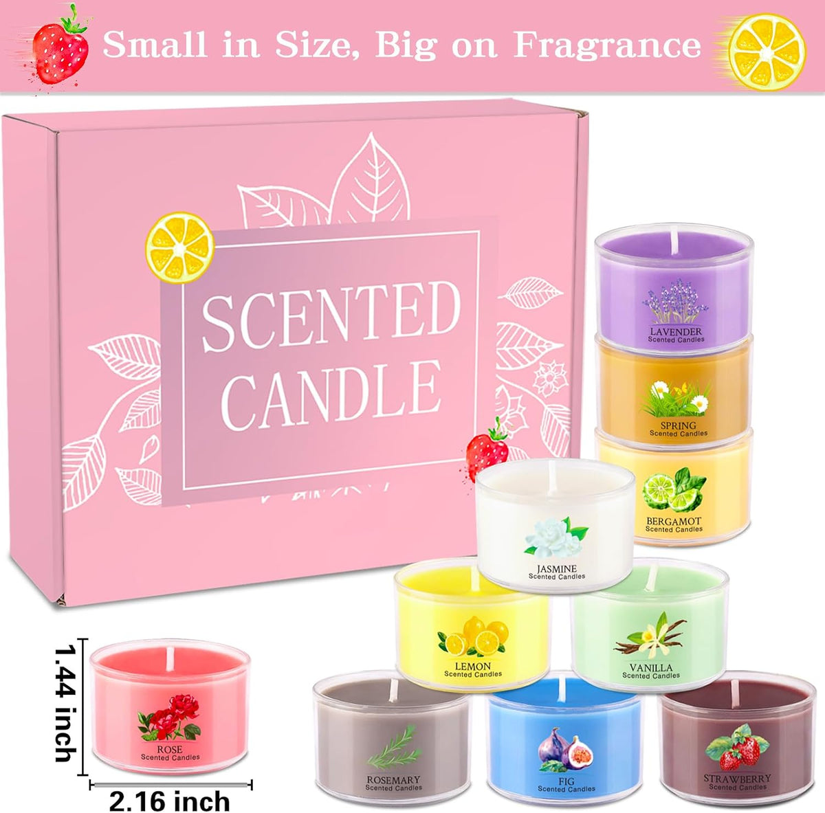 20 Pack Scented Candles, 1.6Oz Mini Jar Holiday Gift Set with 10 Fragrances & Colors, Natural Soy Wax Aromatherapy Candles for Christmas, Home, Party Decor, Candle Gifts for Women, Her, Mom