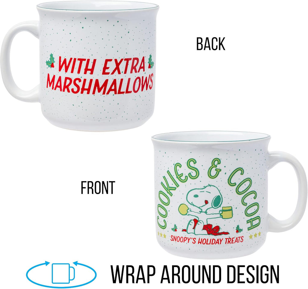 Peanuts Christmas Snoopy Cookies, Ceramic Camper Mug, 20Oz