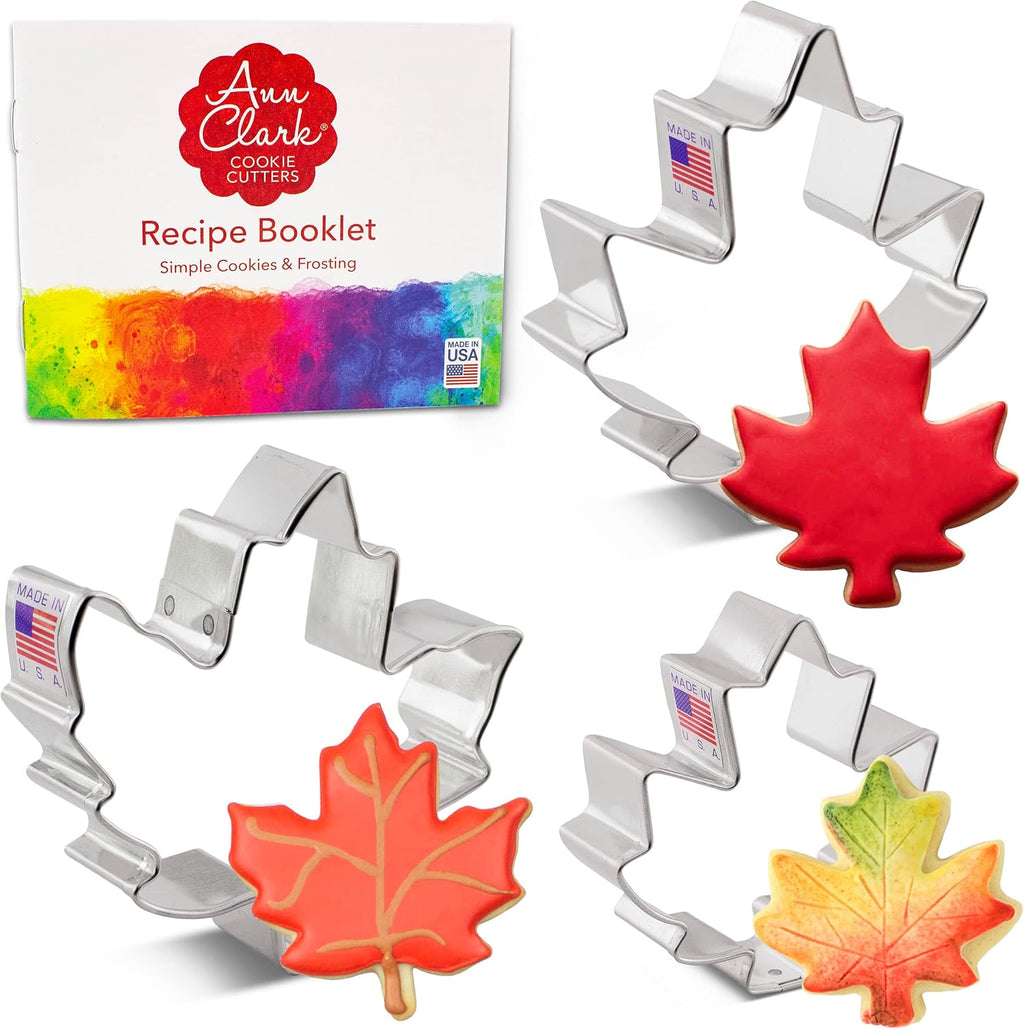 Ann Clark Maple Leaves Cookie Cutter Set of 3, Made in USA