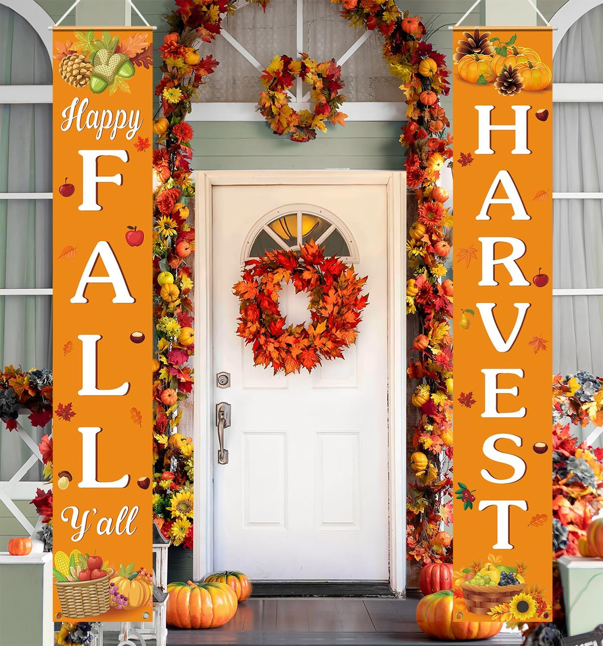 Happy Fall Welcome Porch Banner, 72×12