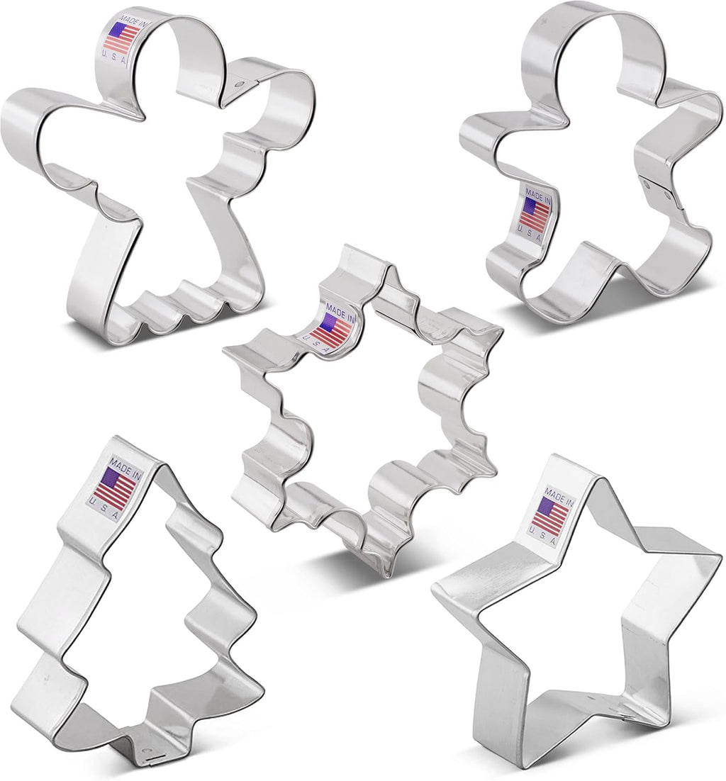 Ann Clark Christmas and Holiday Cookie Cutters Set of 5, Made in USA