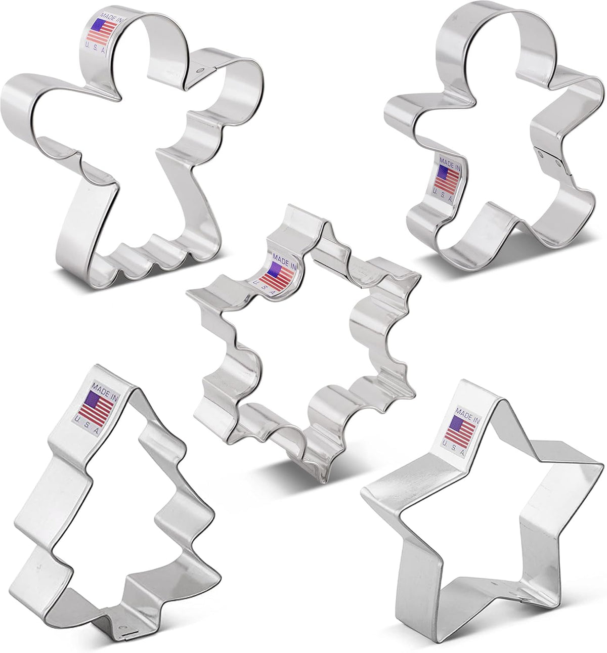 Ann Clark Christmas and Holiday Cookie Cutters Set of 5, Made in USA