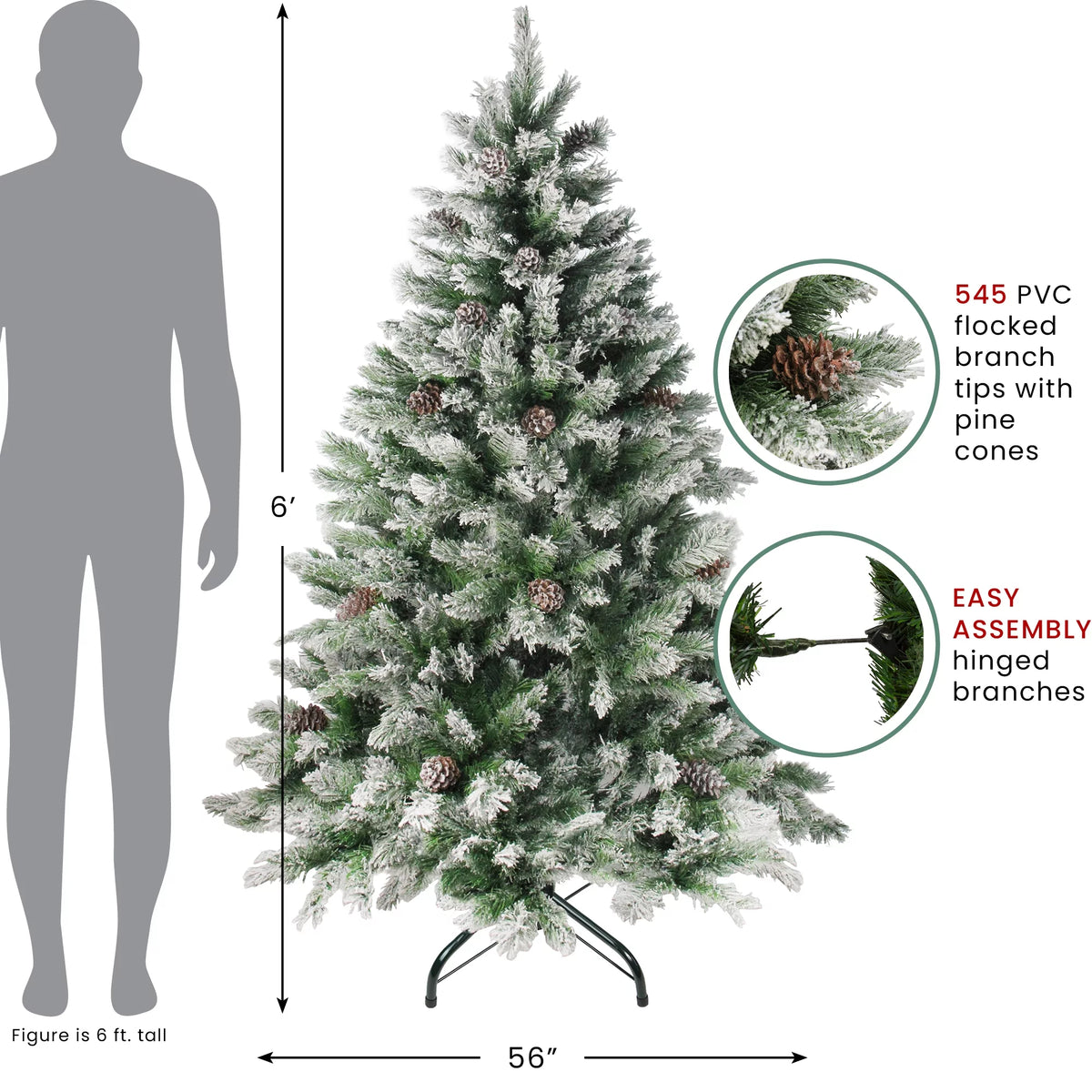 Flocked Angel Pine Artificial Christmas Tree, 6 ft, Unlit – view 2