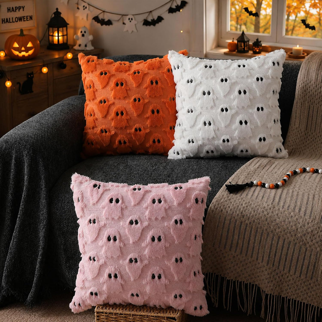 Halloween Pillow Covers 18X18 Inch 2Pcs Pink Ghost Halloween Decor