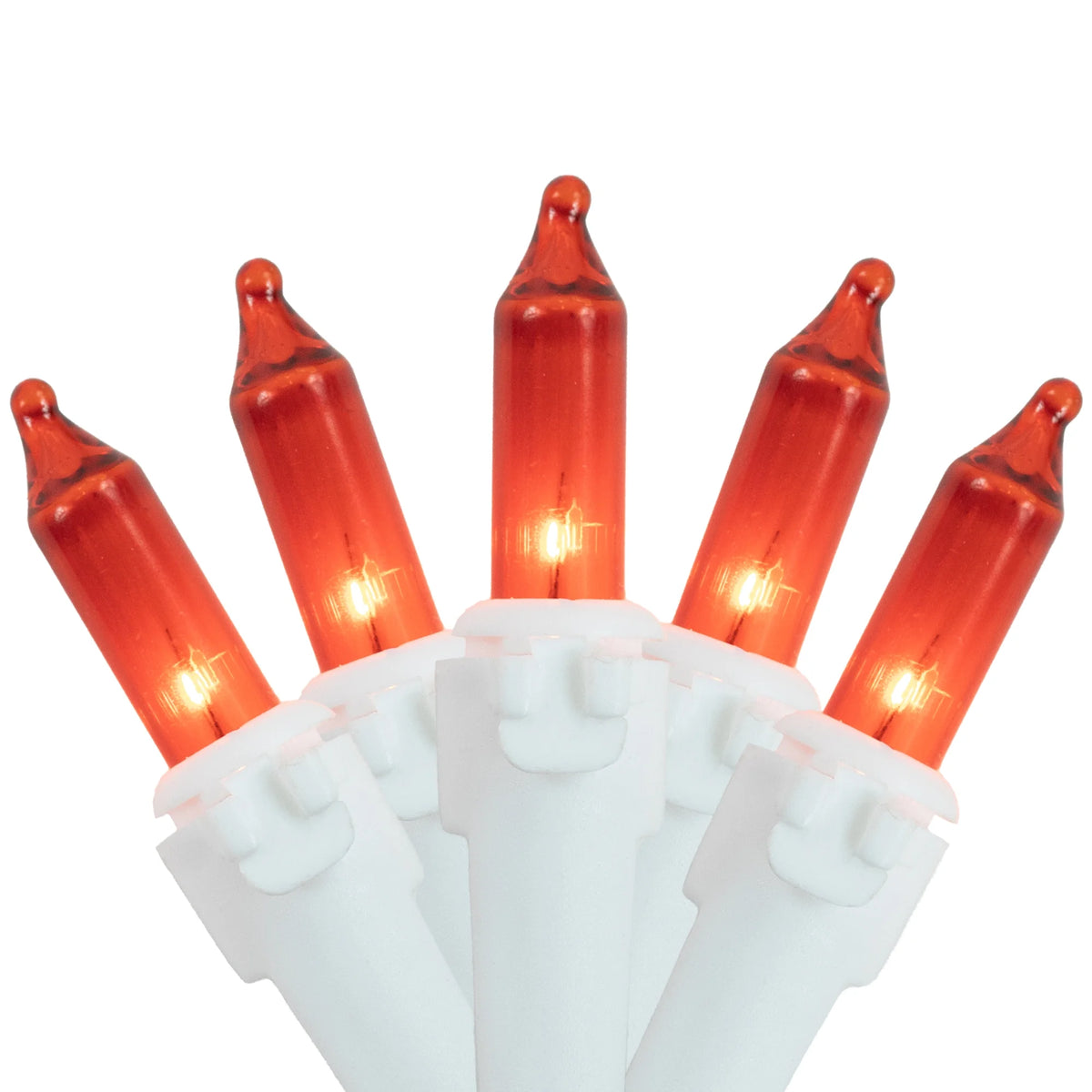 Mini Incandescent Christmas Lights, Orange, 100 Count, White Wire – view 2