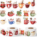 Christmas Hot Cocoa Stickers, 1000 Pcs Watercolor Hot Cocoa Milk Mug