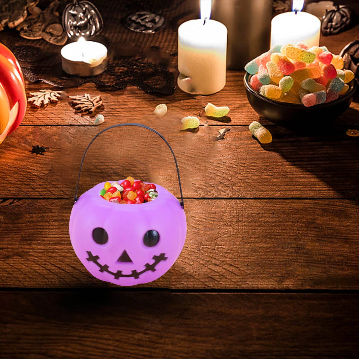 Halloween,Halloween Decorations ,Halloween Party Decorations,Halloween Pumpkin Bucket, Pumpkin Candy Bucket Plastic Lantern Bucket for Halloween Party Decorations Party Favors Purple