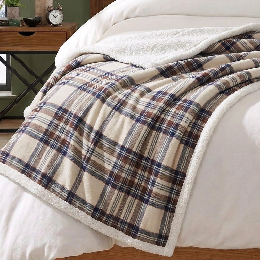 Eddie Bauer - Sherpa Reverse Throw Blanket for Bed or Couch, 50 X 60