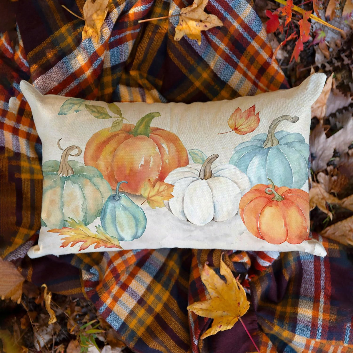 Fall Pumpkins Lumbar Pillow Cover, 12×20 – view 3
