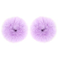 2Pcs Pack Furry Faux Rabbit Fur Hair Scrunchies Artificial Fur Hair Bobbles Elastic Hair Band Rope Wristband Ponytail Accessories Lilac