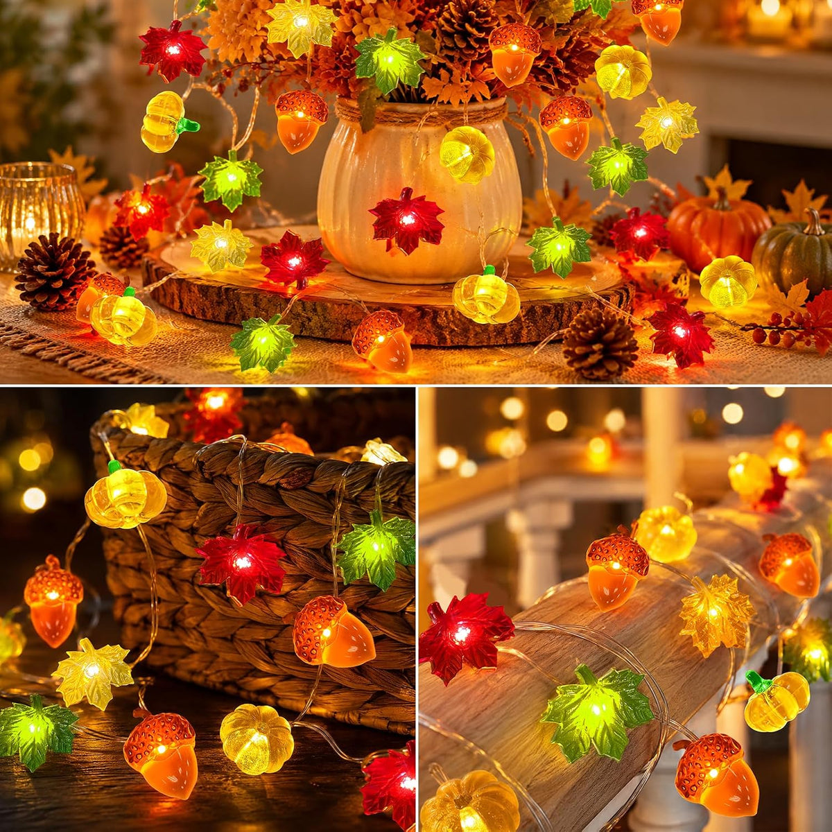 3D Pumpkin & Acorn String Lights, 6.5 ft – view 5