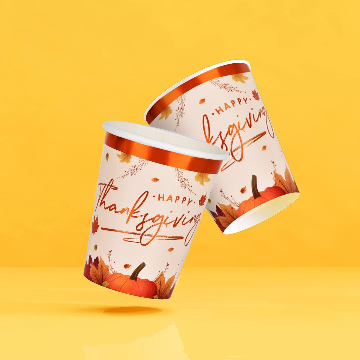 Thanksgiving Party Supplies Maple Leaves Disposable Paper Cups for Thanksgiving Dinner Party Fall Party Decorations, 9OZ 20 Pack