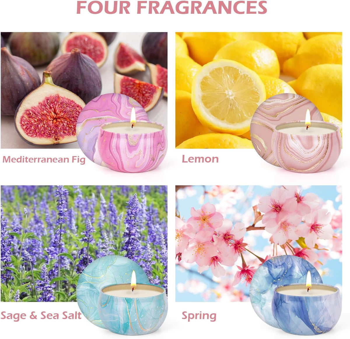Candles Gift Set for Women, Aromatherapy Candles for Home Scented 4 Pack, 80 Hours Long Lasting, Womens Gifts for Christmas, Birthday, Valentines Day