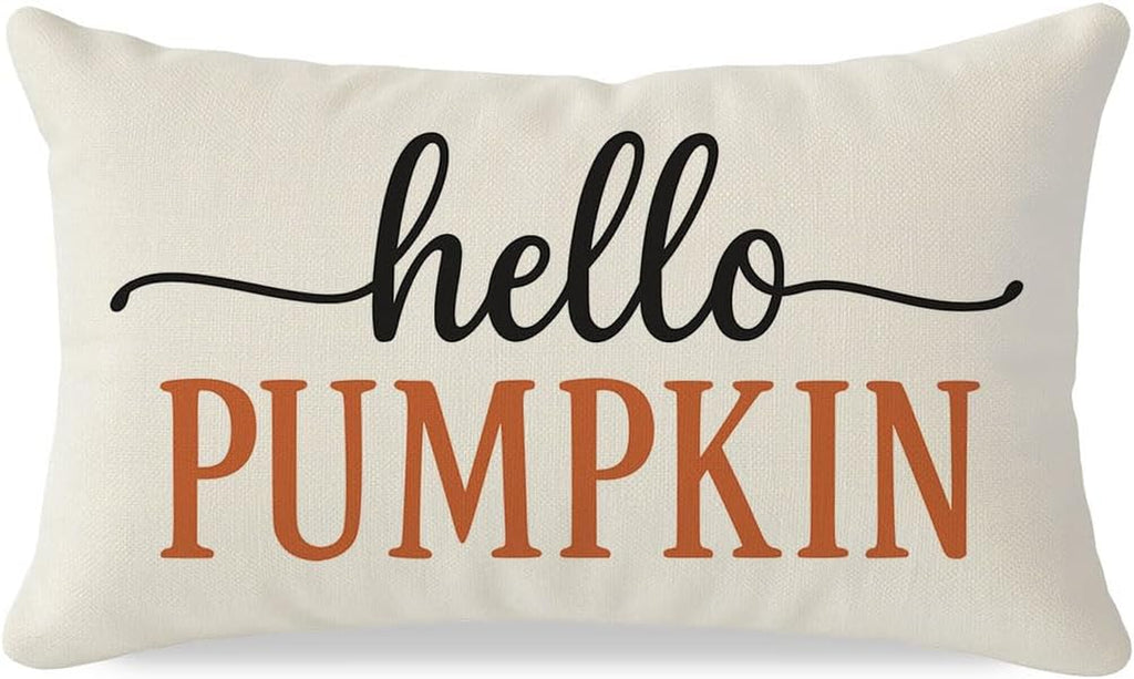 Cream Orange Fall Pillow Cover, 12×20 (Quote)