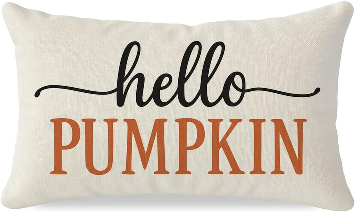 Cream Orange Fall Pillow Cover, 12×20 (Quote)