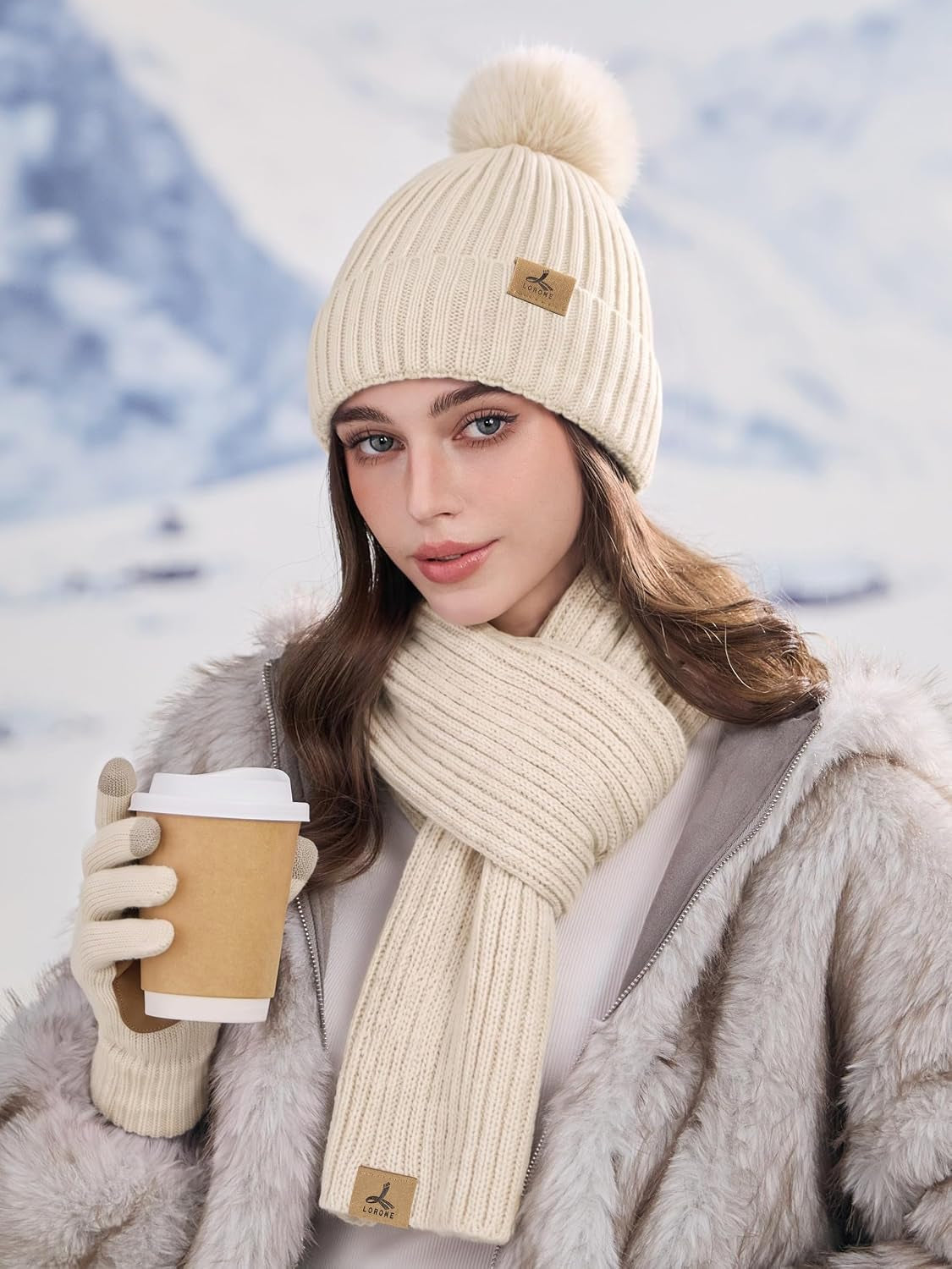 Women's Fleece Beanie, Scarf & Gloves Set – view 6