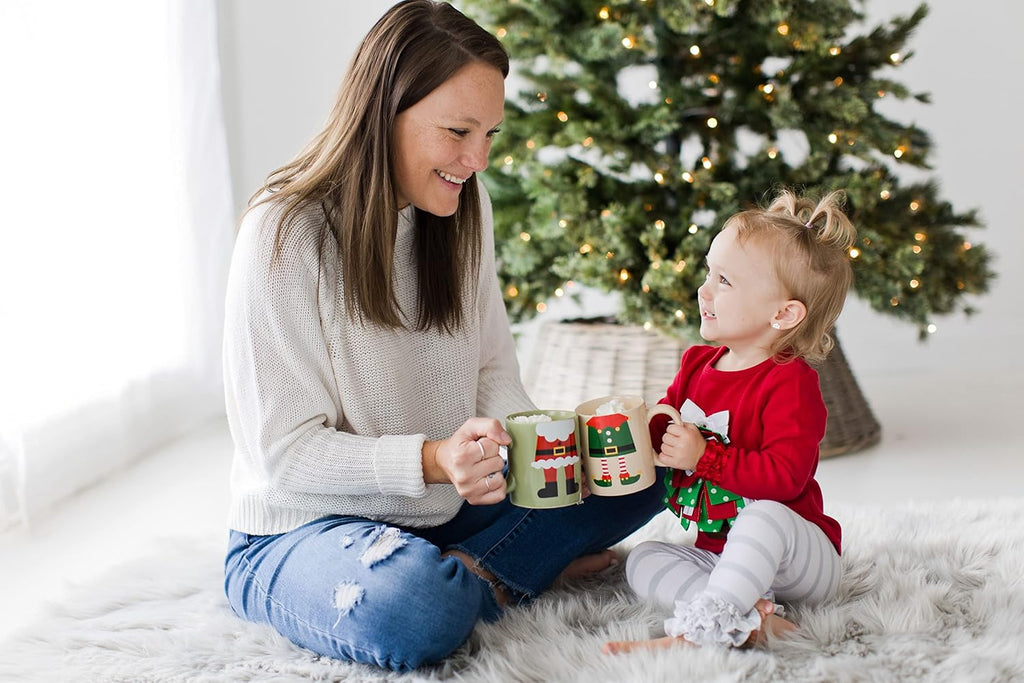 Matching Christmas Mugs, Holiday Santa and Elf Mug Set