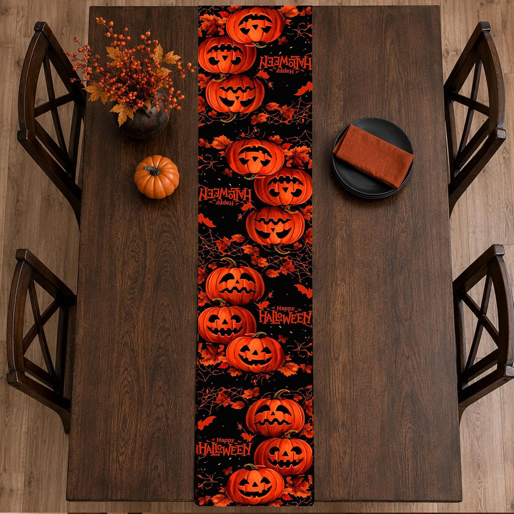 Halloween Party Decorations - Happy Halloween Pumpkin Table Runner