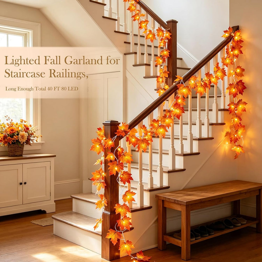 Lighted Maple Leaf Garland, 4-Pack (40 ft) – view 4